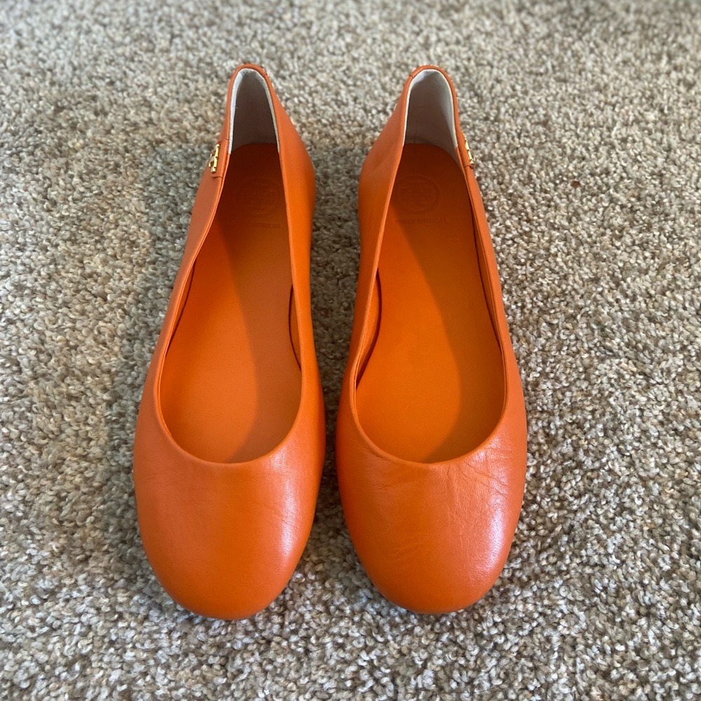 Tory Burch Orange Leather Ballet Flats Women’s Size 7